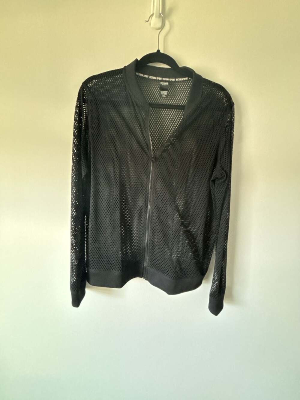 Victoria Sport Black Mesh Full Zip Bomber Jacket